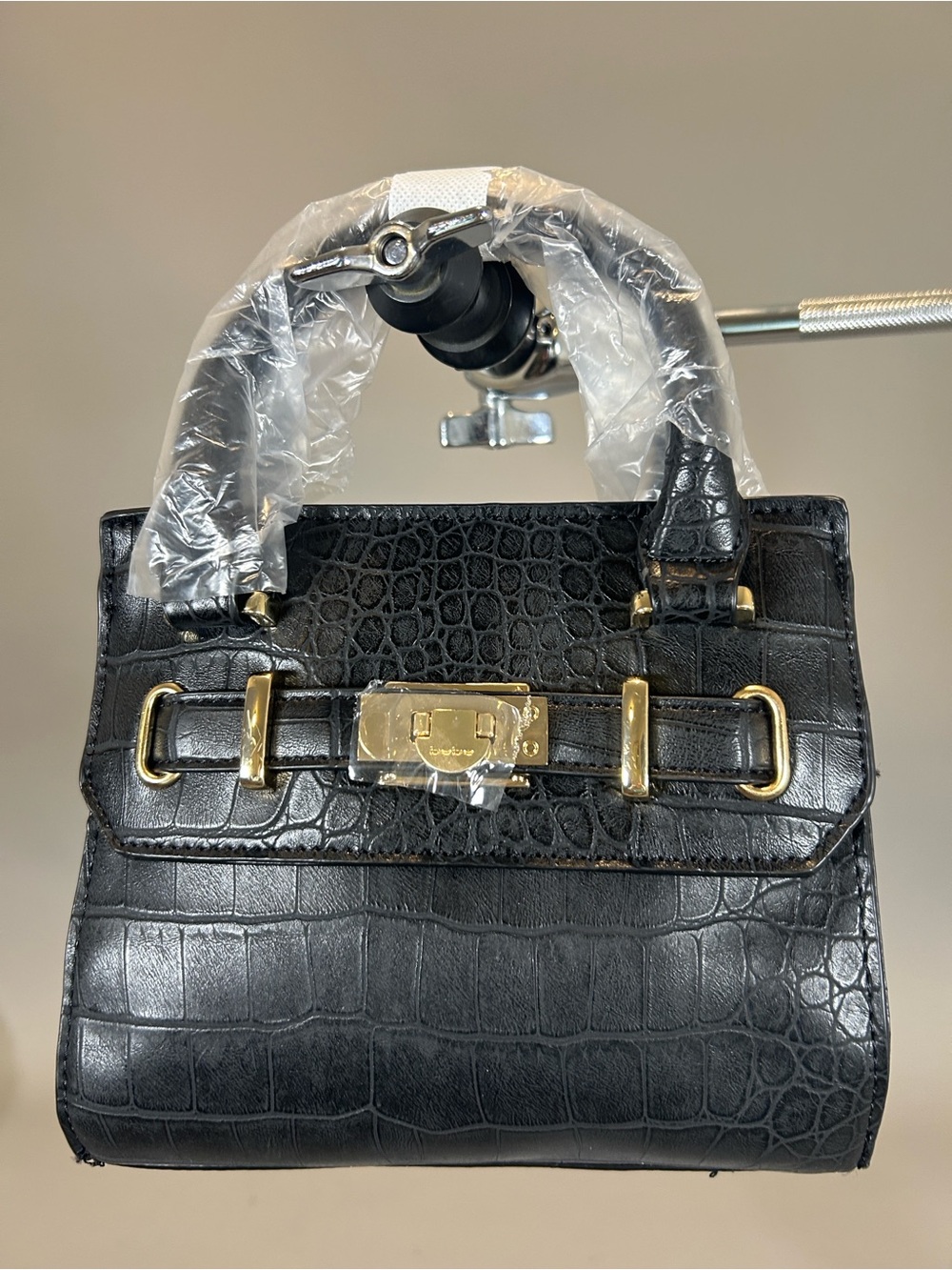 (10+) Luxury bebe Croc-Embossed Caiman Crocodile Purse Hand Cindy Crossbody NWT